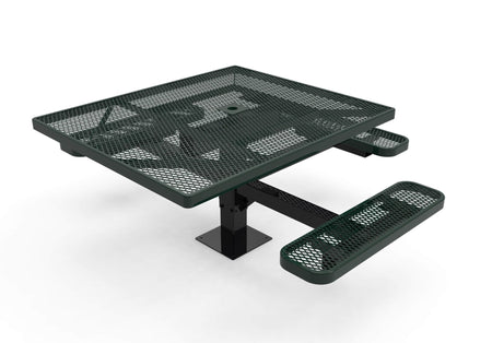 Square Pedestal Picnic Table with 3 Seats - Diamond Pattern - 46 In. - Crowd Control Warehouse