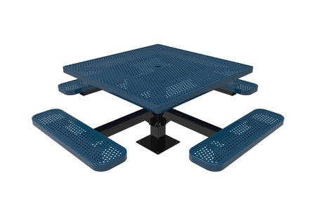 Square Pedestal Picnic Table with 4 Seats - Circular Pattern - 46 In. - Crowd Control Warehouse