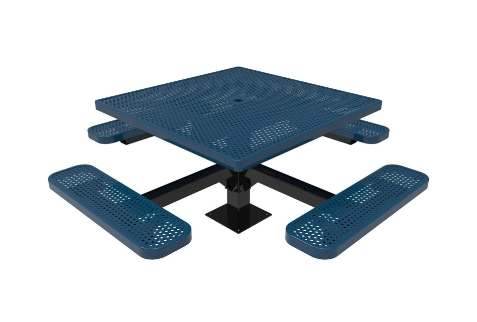 Square Pedestal Picnic Table with 4 Seats - Circular Pattern - 46 In. - Crowd Control Warehouse