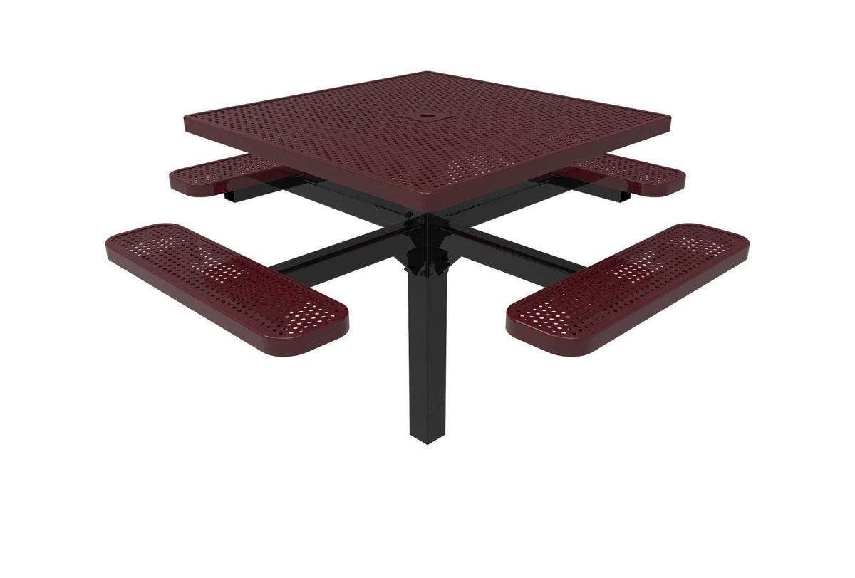 Square Pedestal Picnic Table with 4 Seats - Circular Pattern - 46 In. - Crowd Control Warehouse