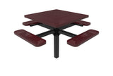 Square Pedestal Picnic Table with 4 Seats - Circular Pattern - 46 In. - Crowd Control Warehouse