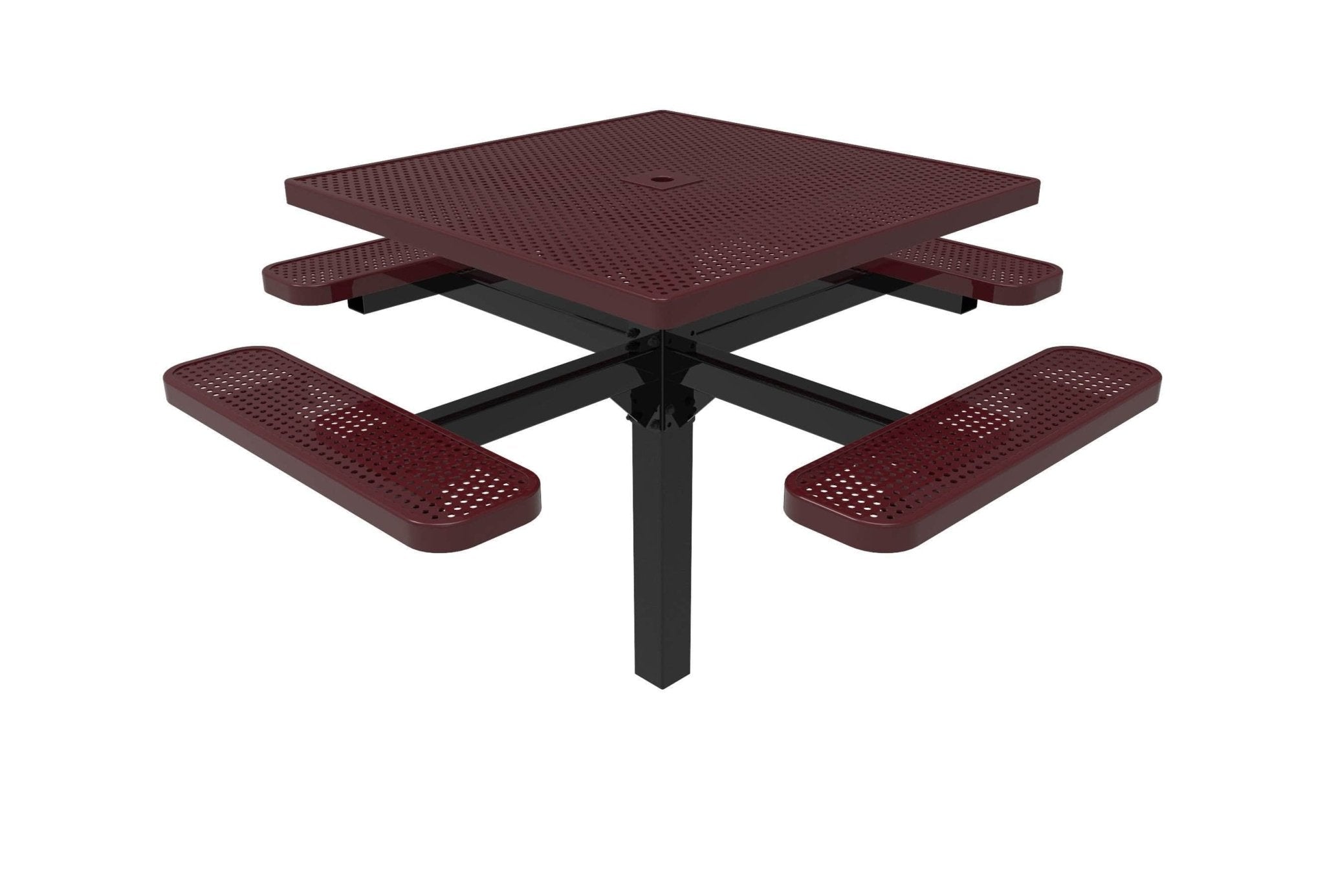 Square Pedestal Picnic Table with 4 Seats - Circular Pattern - 46 In. - Crowd Control Warehouse