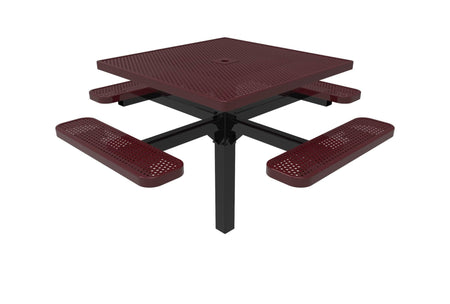 Square Pedestal Picnic Table with 4 Seats - Circular Pattern - 46 In. - Crowd Control Warehouse