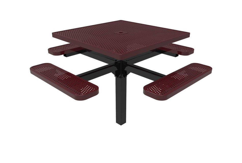 Square Pedestal Picnic Table with 4 Seats - Circular Pattern - 46 In. - Crowd Control Warehouse