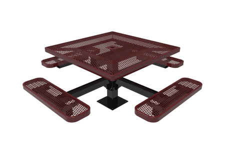 Square Pedestal Picnic Table with 4 Seats - Diamond Pattern - 46 In. - Crowd Control Warehouse
