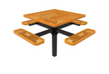 Square Pedestal Picnic Table with 4 Seats - Diamond Pattern - 46 In. - Crowd Control Warehouse