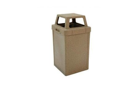 Square Plastic Waste Container with 4 - Way Lid - 22 Gallon Capacity - Crowd Control Warehouse