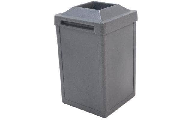 Square Plastic Waste Container with Pitch In Lid - 22 Gallon Capacity - Crowd Control Warehouse