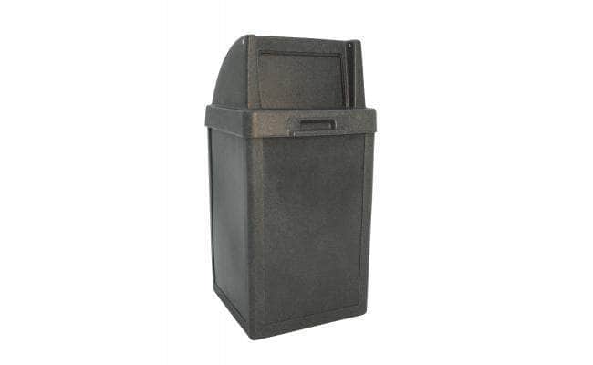 Square Plastic Waste Container with Push Door Top - 22 Gallon Capacity - Crowd Control Warehouse