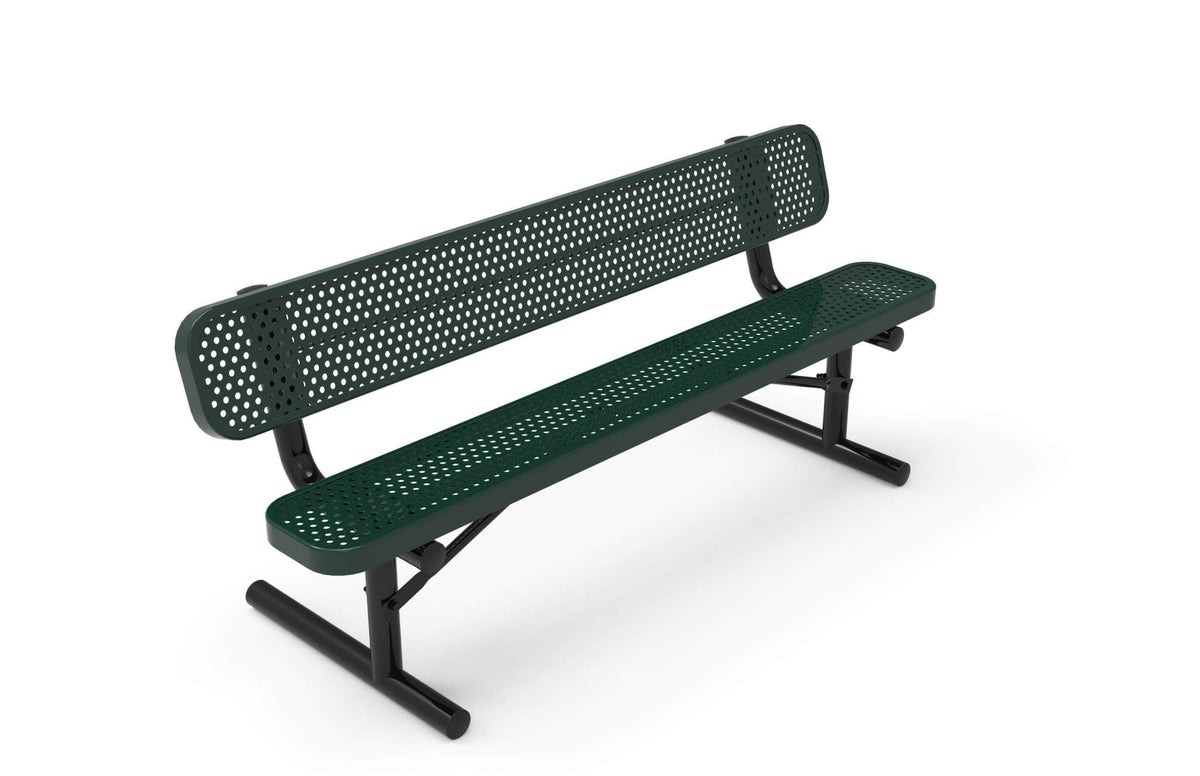 Standard Park Bench with Back - Circular Pattern - Crowd Control Warehouse