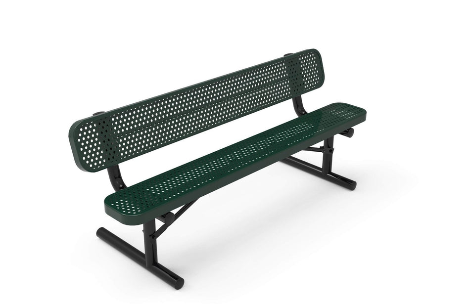 Standard Park Bench with Back - Circular Pattern - Crowd Control Warehouse