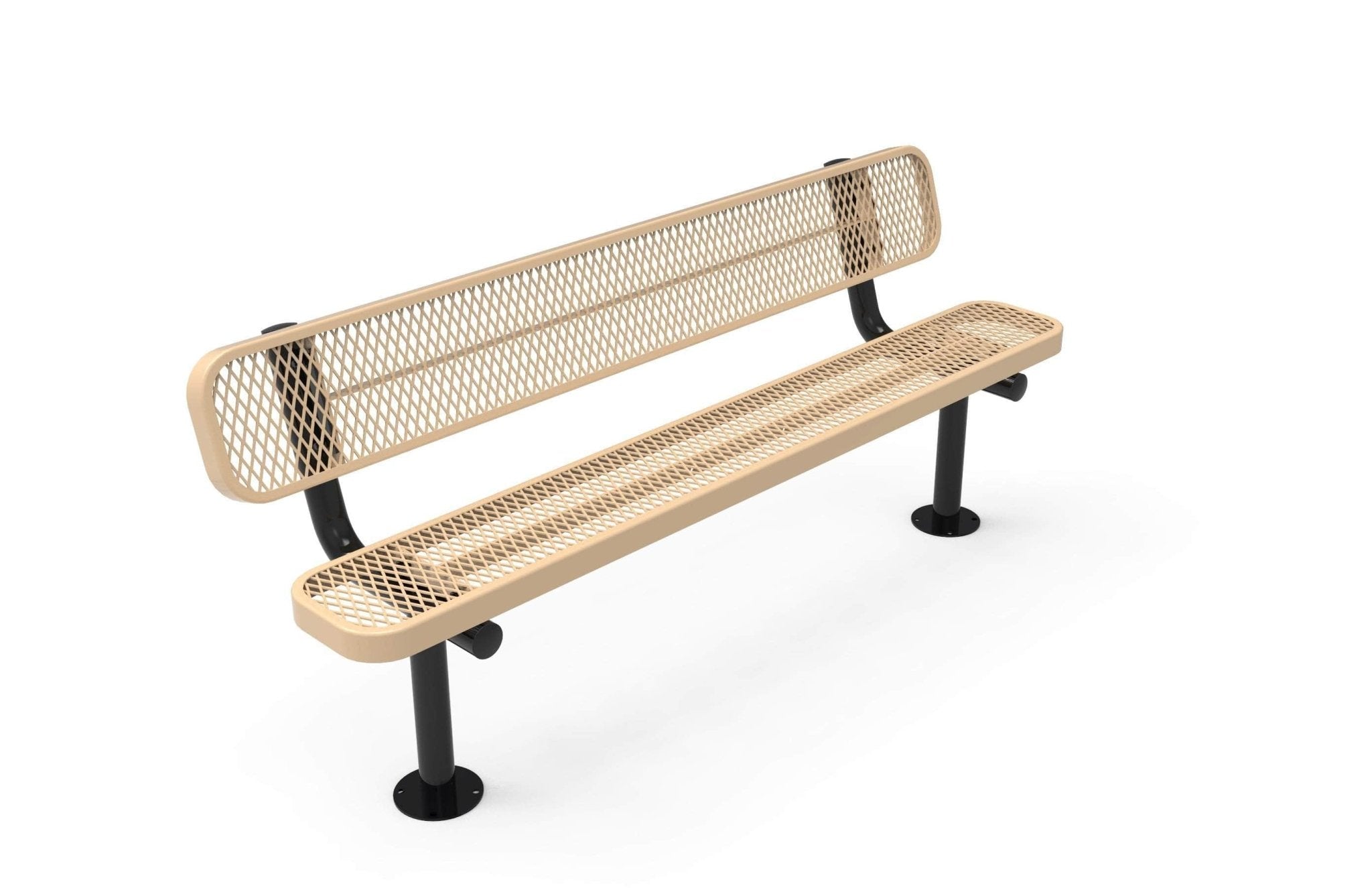 Standard Park Bench with Back - Diamond Pattern - Crowd Control Warehouse