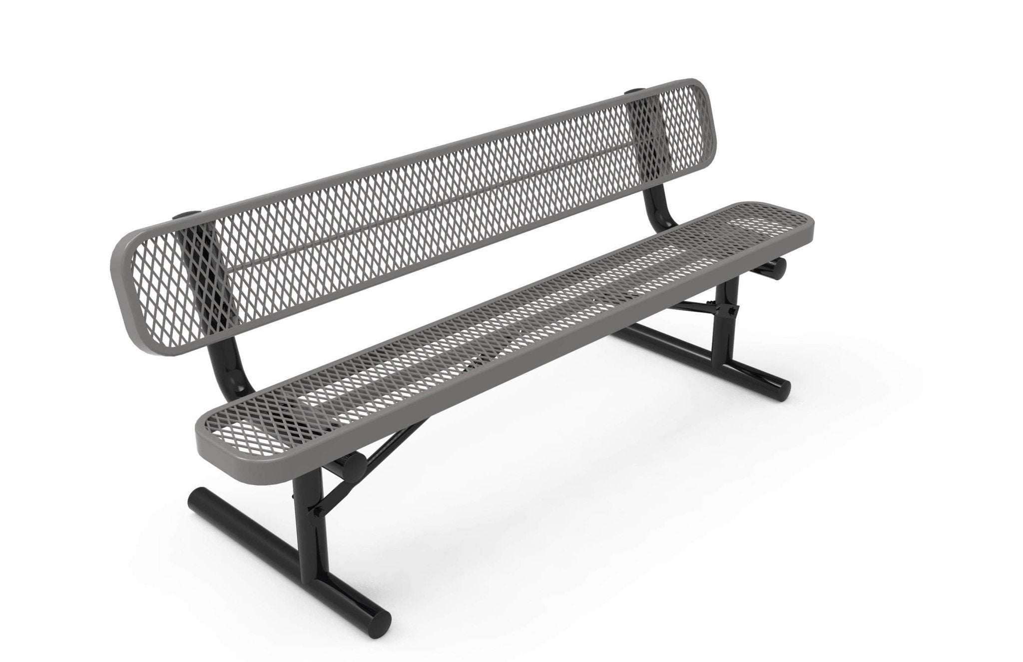 Standard Park Bench with Back - Diamond Pattern - Crowd Control Warehouse