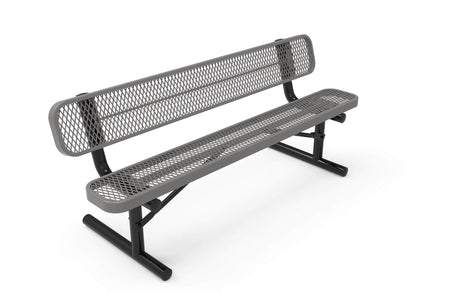 Standard Park Bench with Back - Diamond Pattern - Crowd Control Warehouse