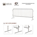 Heavy Duty Interlocking Steel Barricade, 8.5 Ft., White - Angry Bull Barricades