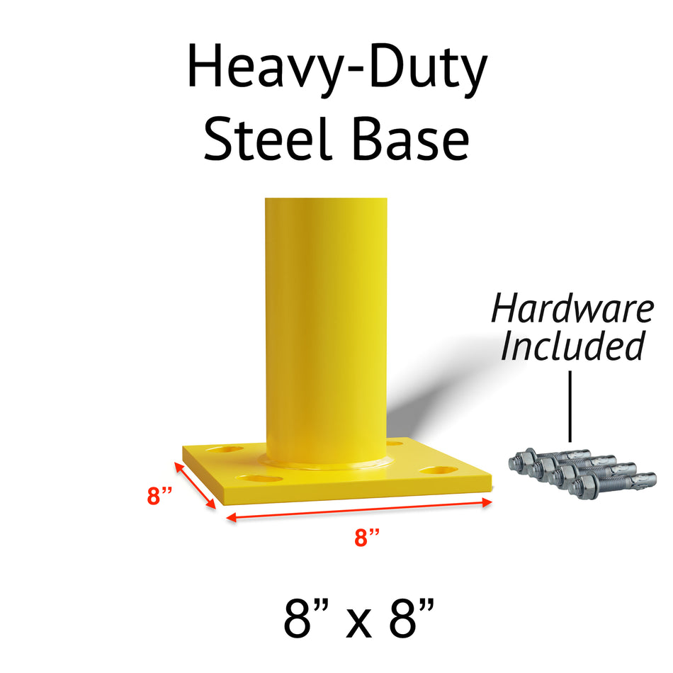 Safety Yellow Steel Bollards, 4.5" Diameter, 24-72" Height - Trafford Industrial
