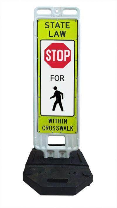 Step n Lock 'STATE LAW STOP FOR PEDESTRIANS WITHIN CROSSWALK' Traffic Panel - Crowd Control Warehouse