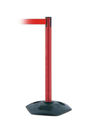 Tensabarrier 886 Heavy Duty Retractable Belt Utility Stanchion Red Post and Solid Red Belt
