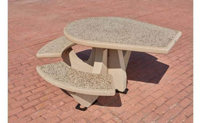Three Bench ADA Accessible Round Concrete Picnic Table - Crowd Control Warehouse