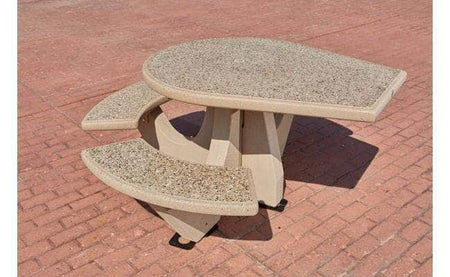 Three Bench ADA Accessible Round Concrete Picnic Table - Crowd Control Warehouse