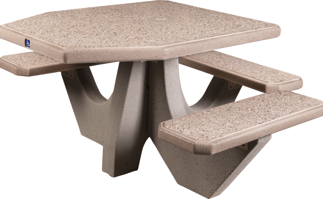 Three Bench ADA Accessible Square Concrete Picnic Table - Crowd Control Warehouse