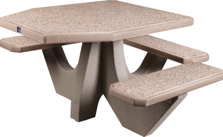 Three Bench ADA Accessible Square Concrete Picnic Table - Crowd Control Warehouse
