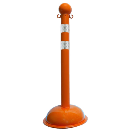 Traffic Control Plastic Stanchion with DOT Reflective Stripes - Crowd Control Warehouse