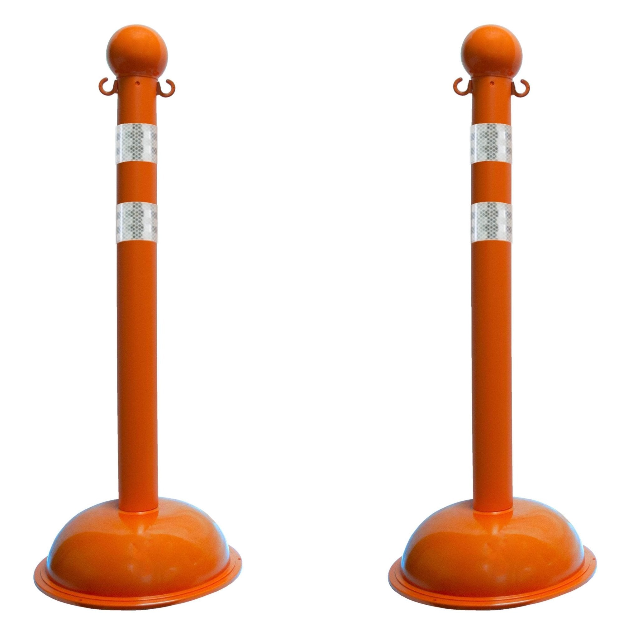 Traffic Control Plastic Stanchion with DOT Reflective Stripes - Crowd Control Warehouse