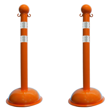 Traffic Control Plastic Stanchion with DOT Reflective Stripes - Crowd Control Warehouse