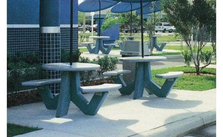 Two Bench Seat Round Concrete Picnic Table - Crowd Control Warehouse