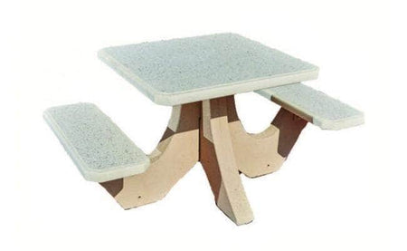 Two Bench Square Concrete Picnic Table - Crowd Control Warehouse