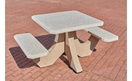 Two Bench Square Concrete Picnic Table - Crowd Control Warehouse