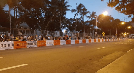 Urbanite Wall ADA Traffic Barricade along a street