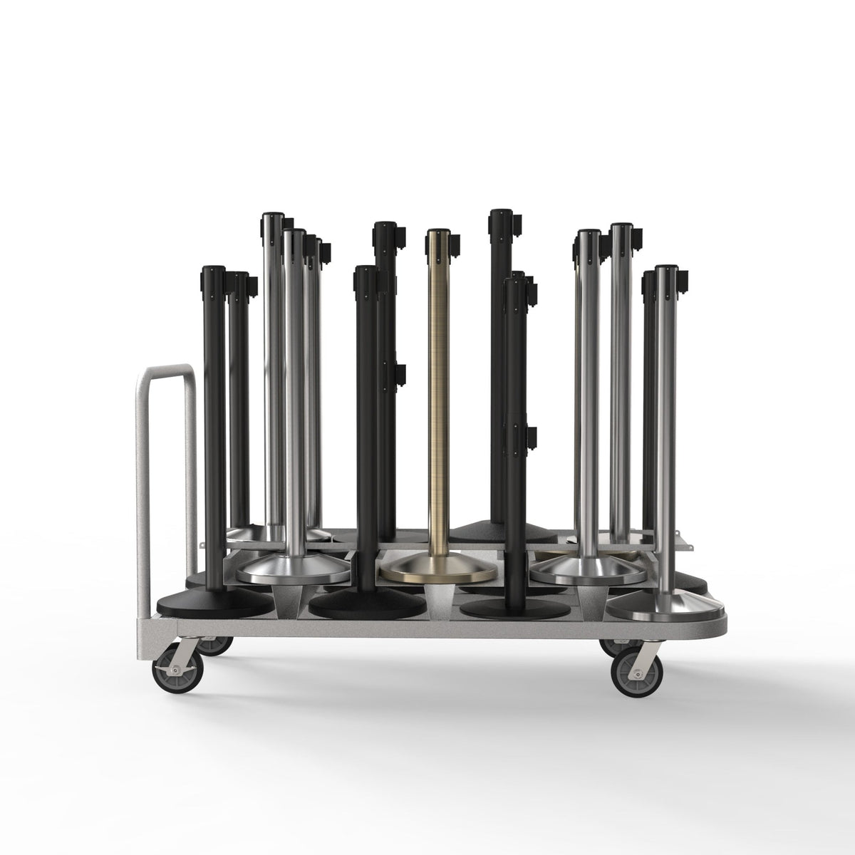 Vertical Stanchion Storage Cart, 18 Post - Montour Line - Crowd Control Warehouse