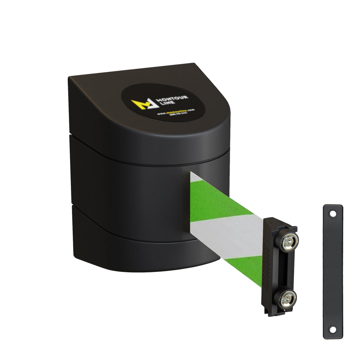 Wall Mounted Retractable Belt Barrier, 10 Ft. Belt - Montour Line WMX 140 - Crowd Control Warehouse