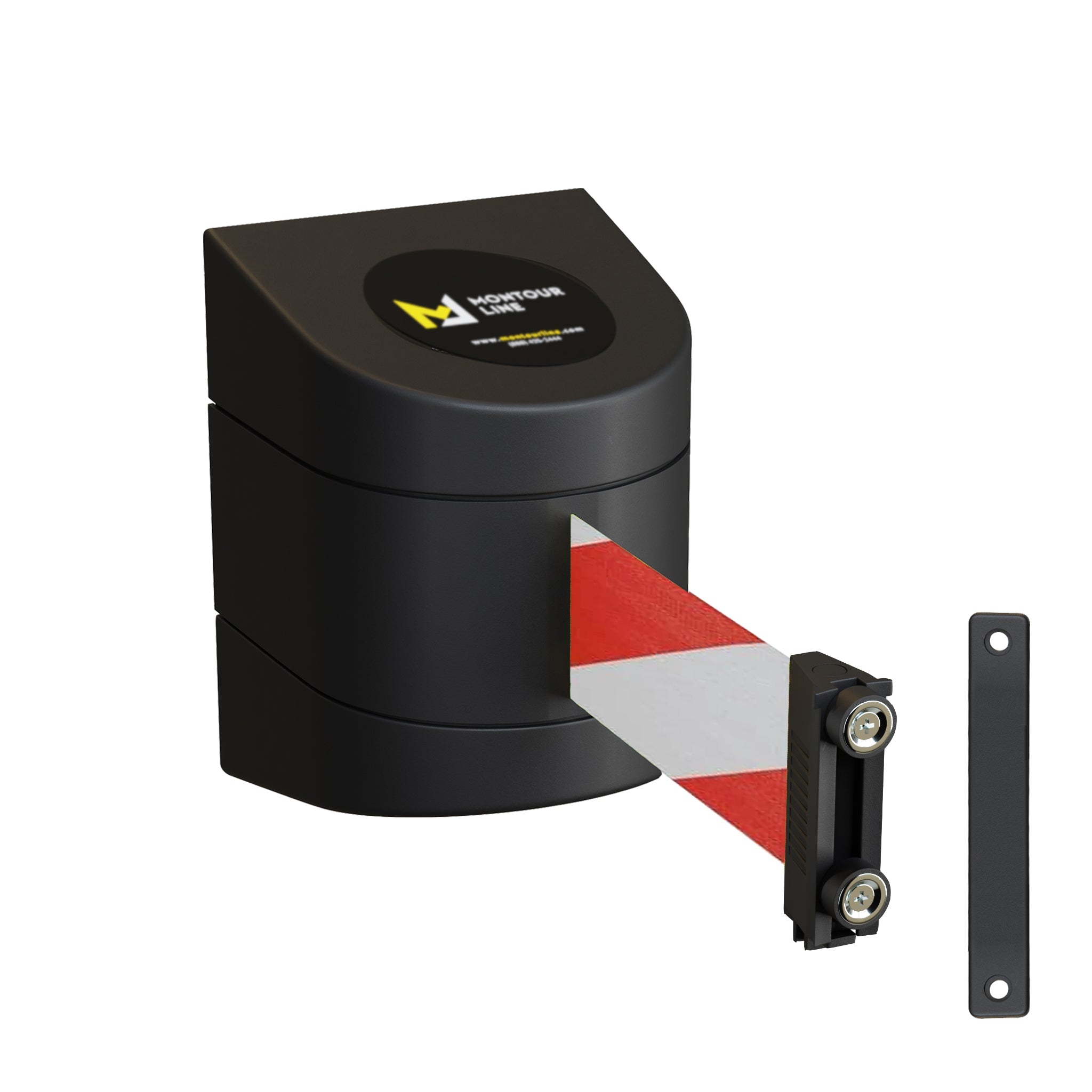 Wall Mounted Retractable Belt Barrier, 13 Ft. Belt - Montour Line WMX 140 - Crowd Control Warehouse
