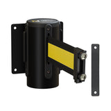 Wall Mounted Retractable Belt Barrier, Magnetic Mount, Black Casing with Magnetic Belt End, 11 ft Belt - Montour Line WM115 - Crowd Control Warehouse