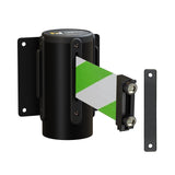 Wall Mounted Retractable Belt Barrier, Magnetic Mount, Black Casing with Magnetic Belt End, 13 ft Belt - Montour Line WM115 - Crowd Control Warehouse