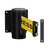Wall Mounted Retractable Belt Barrier, Magnetic Mount, Black Casing with Magnetic Belt End, 8.5 ft Belt - Montour Line WM115 - Crowd Control Warehouse