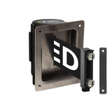 Wall Mounted Retractable Belt Barrier, Recessed Black Metal Case with Magnetic Belt End, 13 ft Belt - Montour Line WM115 - Crowd Control Warehouse