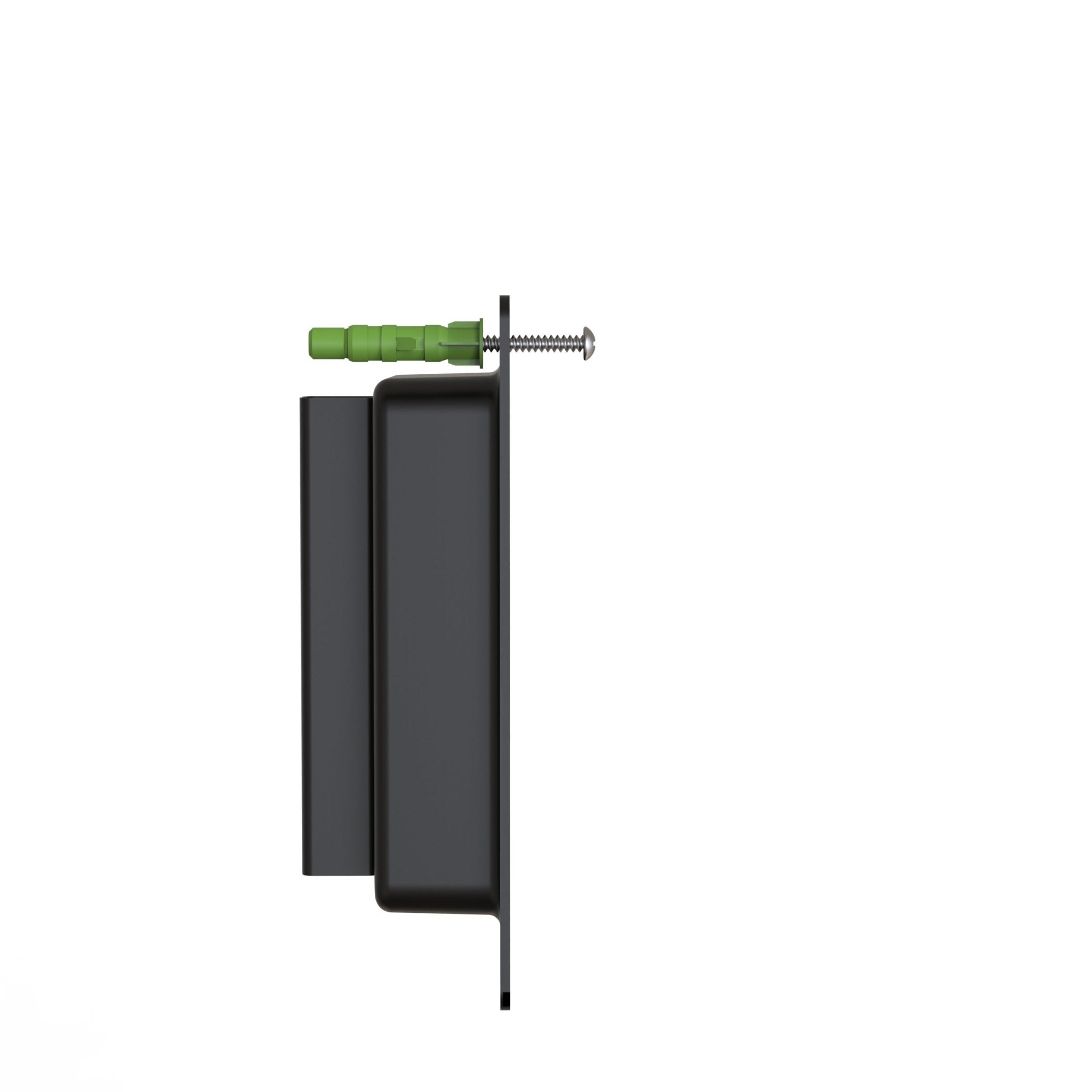 Wall Mounted Retractable Belt Barrier, Recessed Black Metal Case with Magnetic Belt End, 13 ft Belt - Montour Line WM115 - Crowd Control Warehouse