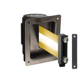 Wall Mounted Retractable Belt Barrier, Recessed Black Metal Case with Magnetic Belt End, 13 ft Belt - Montour Line WM115 - Crowd Control Warehouse