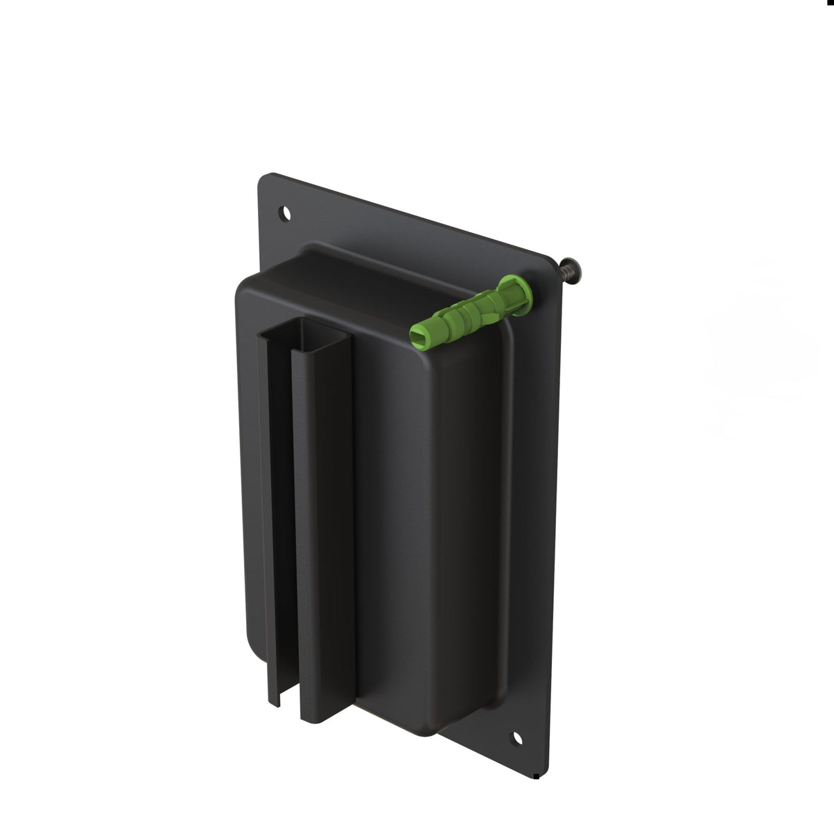 Wall Mounted Retractable Belt Barrier, Recessed Black Metal Case with Magnetic Belt End, 8.5 ft Belt - Montour Line WM115 - Crowd Control Warehouse