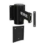 Wall Mounted Retractable Belt Barrier with Removable Plate, Black Steel Metal Case with Magnetic Belt End, 13 ft Belt - Montour Line WM115 - Crowd Control Warehouse