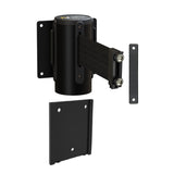 Wall Mounted Retractable Belt Barrier with Removable Plate, Black Steel Metal Case with Magnetic Belt End, 8.5 ft Belt - Montour Line WM115 - Crowd Control Warehouse