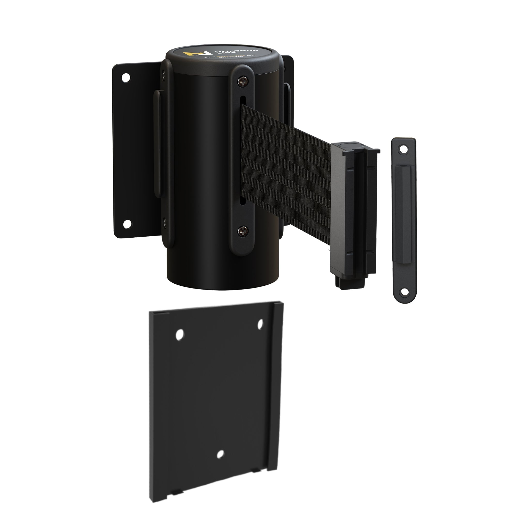 Wall Mounted Retractable Belt Barrier with Removable Plate, Black Stee ...