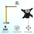 Retractable Belt Barrier Stanchion, Water Fillable Base, Yellow PVC Plastic Post, 9 Ft Belt - Montour Line MSH630