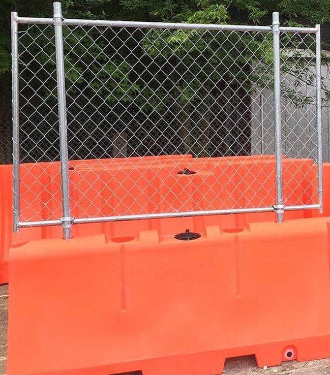 Water/Sand Fillable Jersey Barrier with Fencing Option - 32 in. H x 72 in. L x 18 in. W, 70 lbs - Crowd Control Warehouse