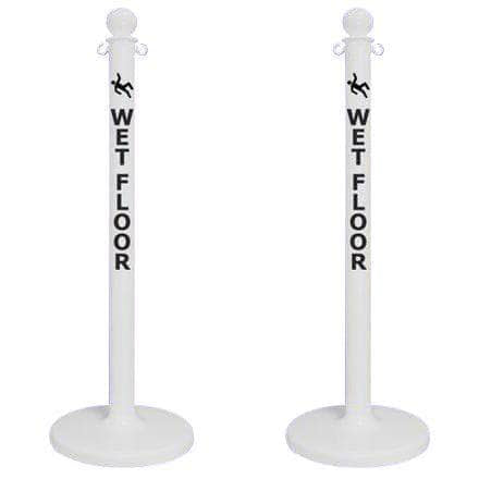 2.5 in. 'WET FLOOR' White Plastic Ball Top Stanchion