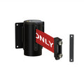 Fixed Wall Mount Retractable Belt Barrier with Magnetic Belt End, Black Steel Case, 14 ft or 16 ft Belt - Montour Line WM215